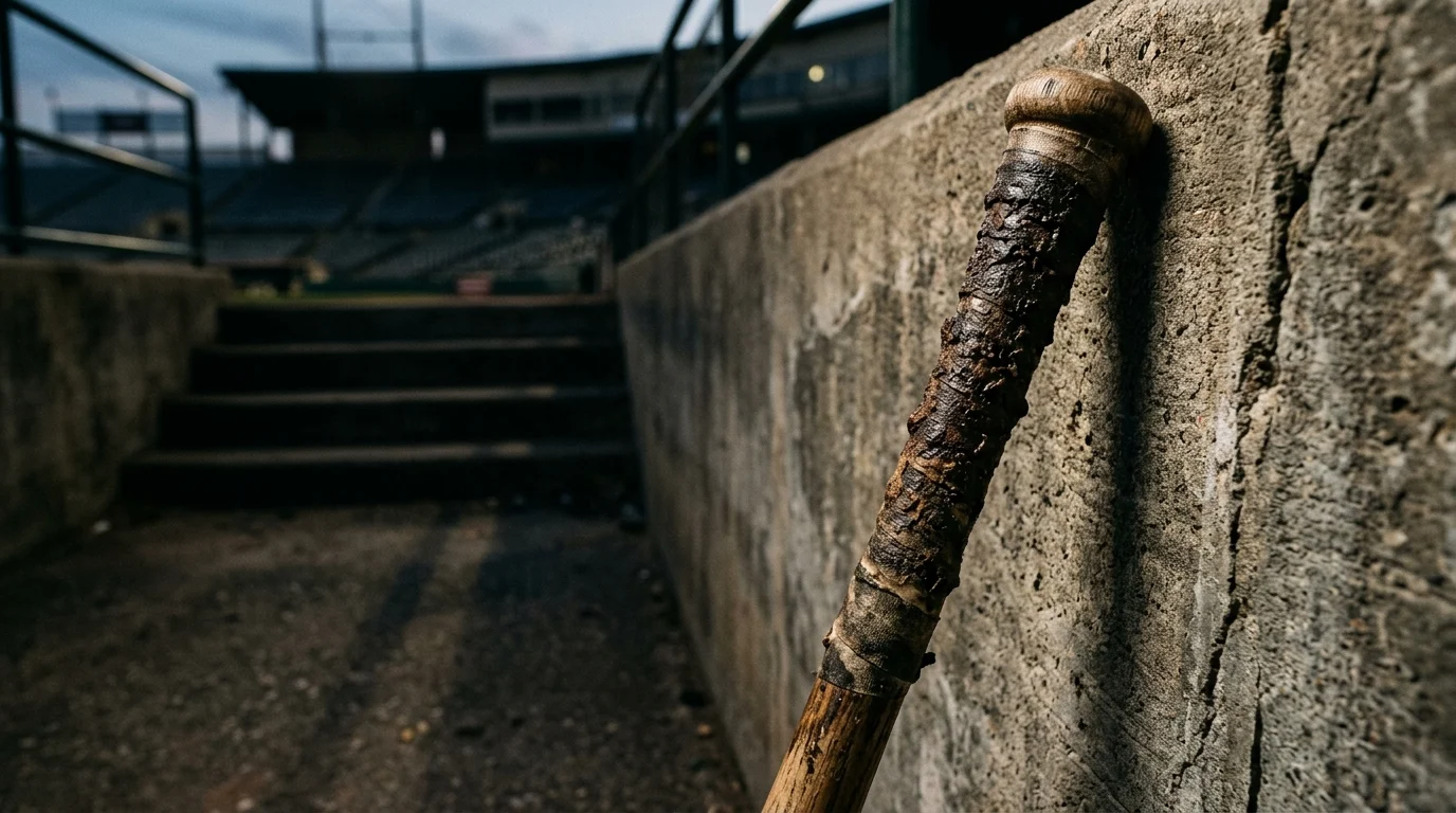 A close-up of a baseball bat handle.