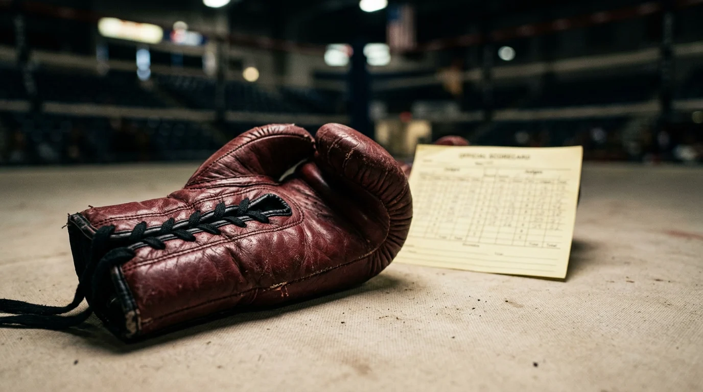 Conceptual image of a boxing glove and a scorecard.