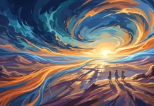Conceptual orange and blue energy swirls representing the return of a major anime franchise.