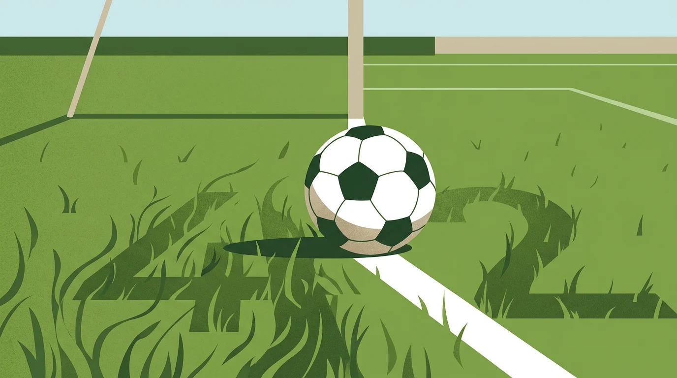 A conceptual illustration of a winning goal in a soccer match.