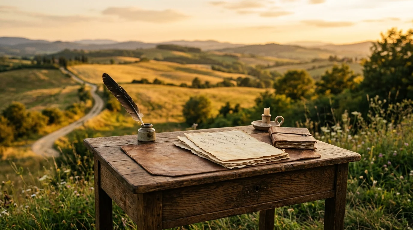 A vintage desk setup symbolizing a classic literary adaptation.