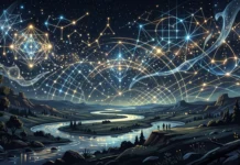 Nanchang Marks 77th National Day With 5,000-Drone Light Show over Gan River A conceptual depiction of a large-scale drone light show over a river at night.