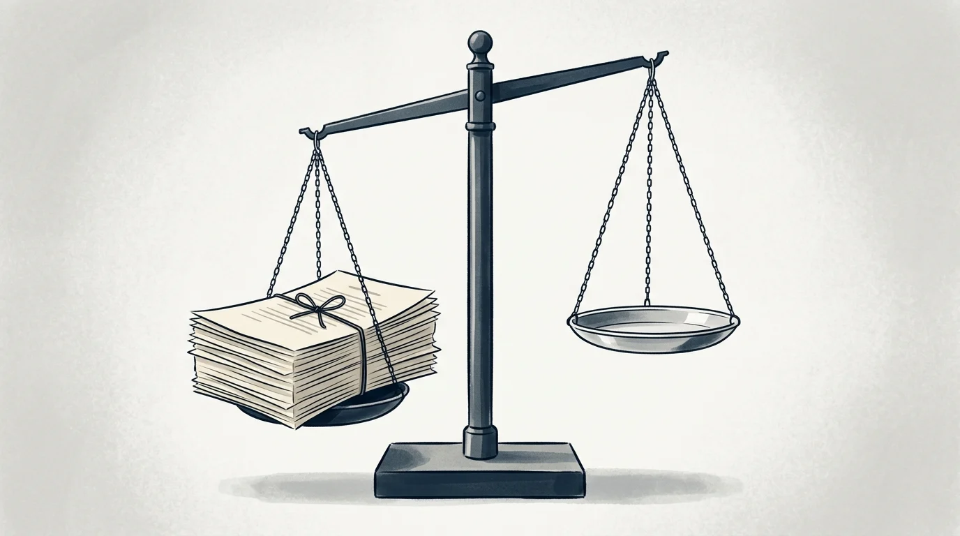 Conceptual illustration of a scale representing contract negotiations.
