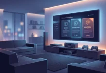 Paramount+ Subscription Costs: 2026 Pricing for Essential and Premium Plans A digital interface on a TV screen displaying two subscription tier choices in a modern home setting.