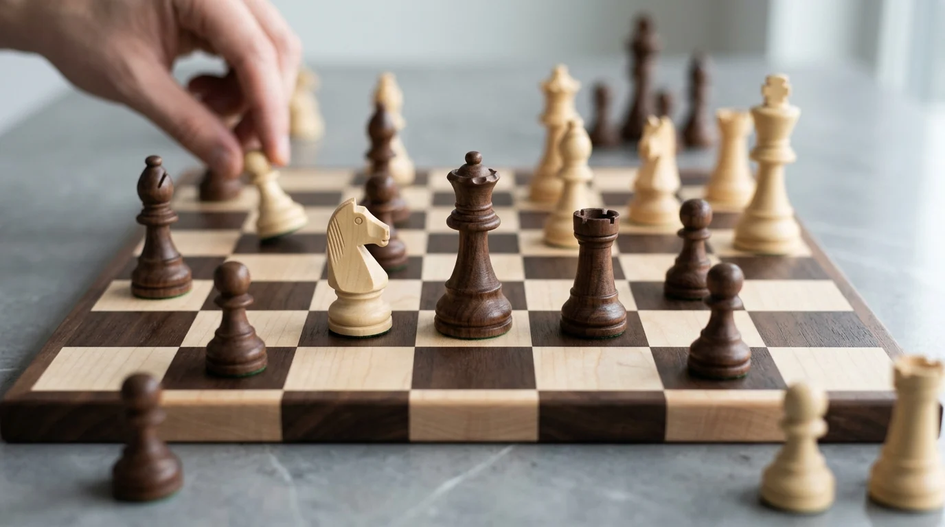 A conceptual image of chess pieces representing strategic organizational changes.