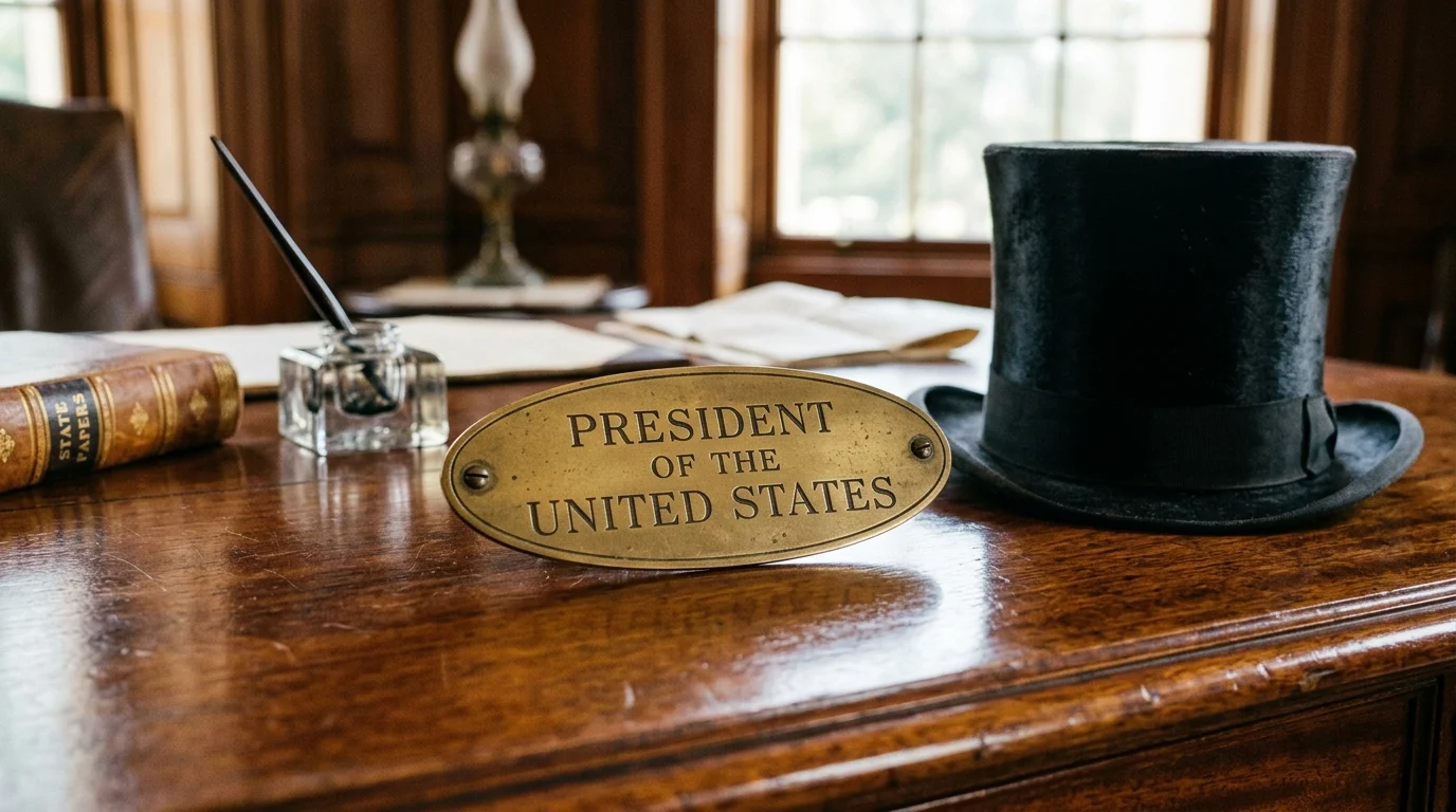 A presidential desk setup representing the introduction of Grover Cleveland to the series.