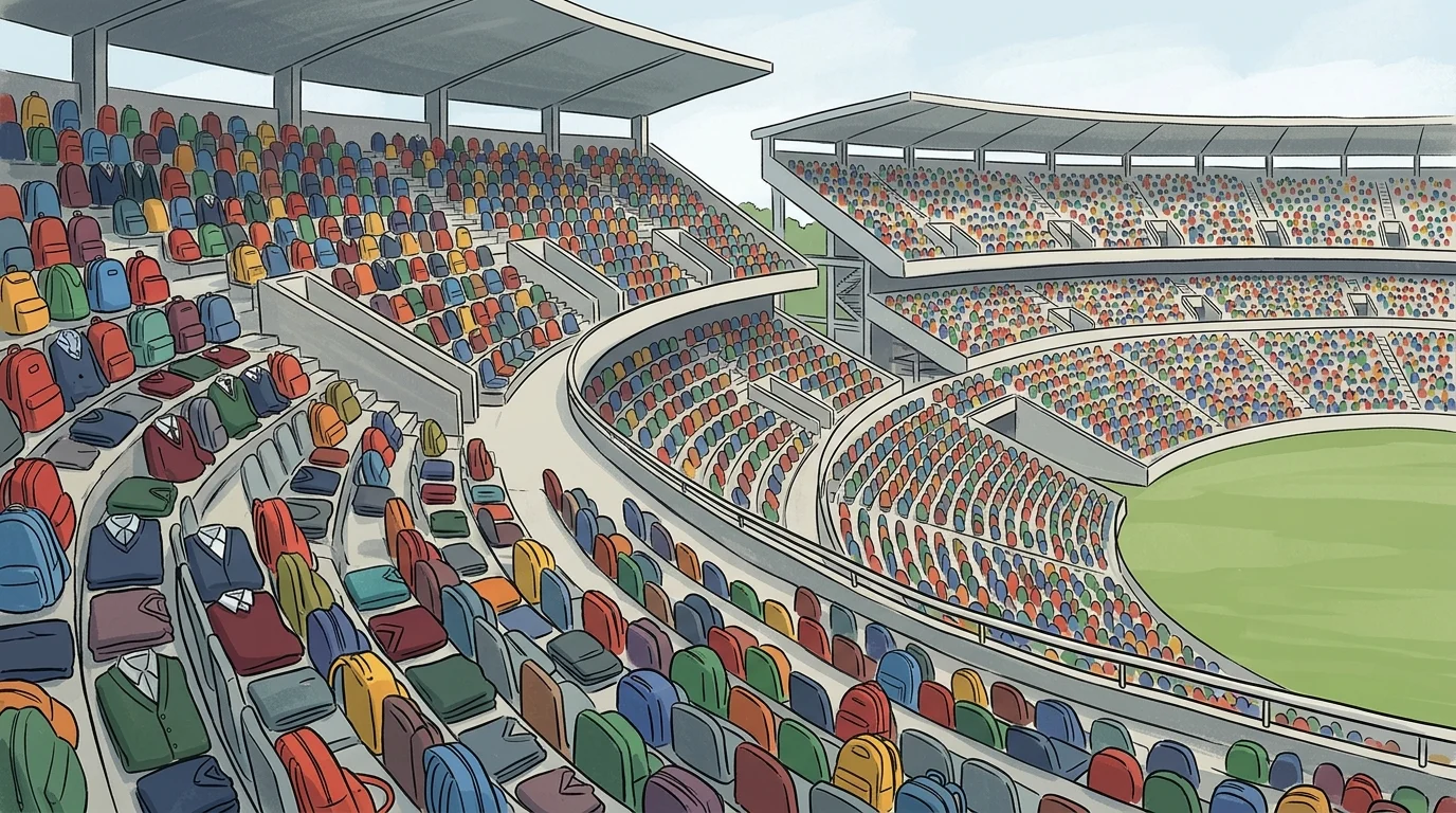 Conceptual representation of a stadium crowd composed of schoolchildren.