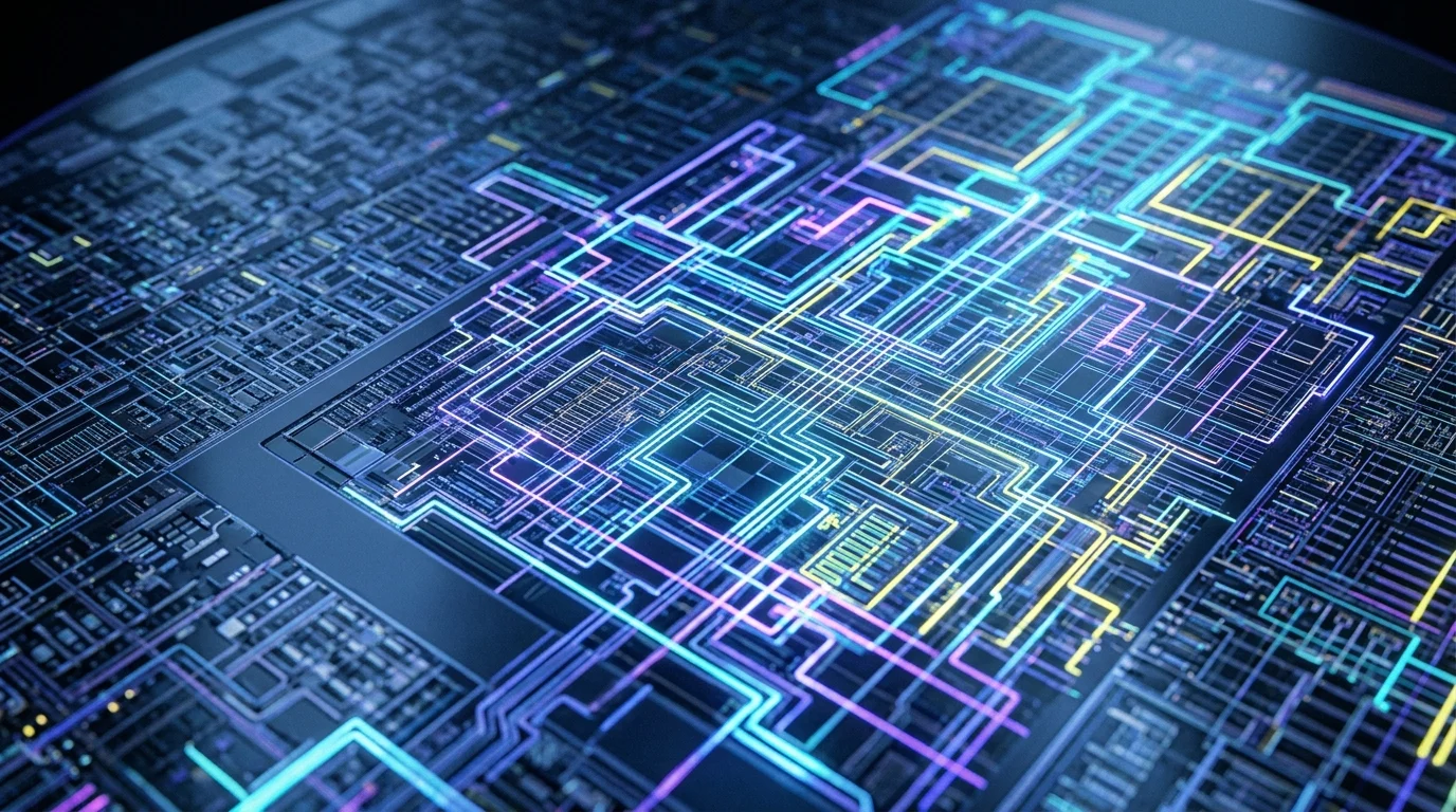 PM Modi Critiques UN Limits in Address on a 'World Between Orders' 1 Conceptual visualization of advanced semiconductor chip architecture.