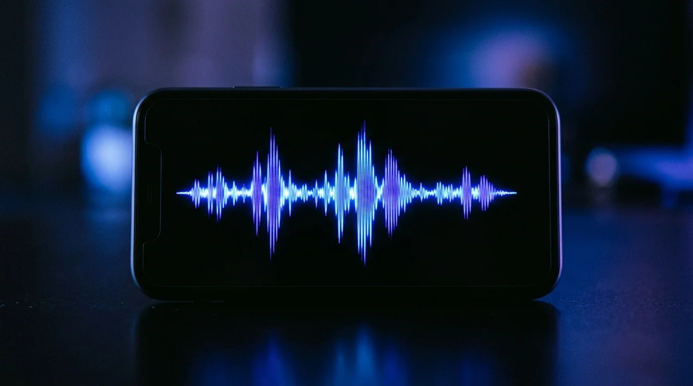 Conceptual image of a smartphone displaying a social media video waveform.