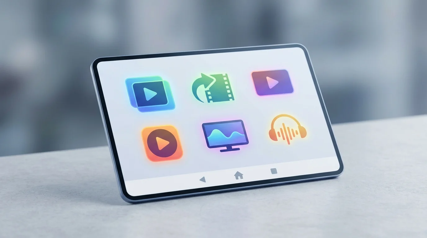 A digital tablet showing various streaming service options.