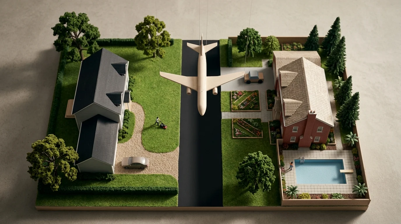 A conceptual representation of a flight attendant's dual household existence.