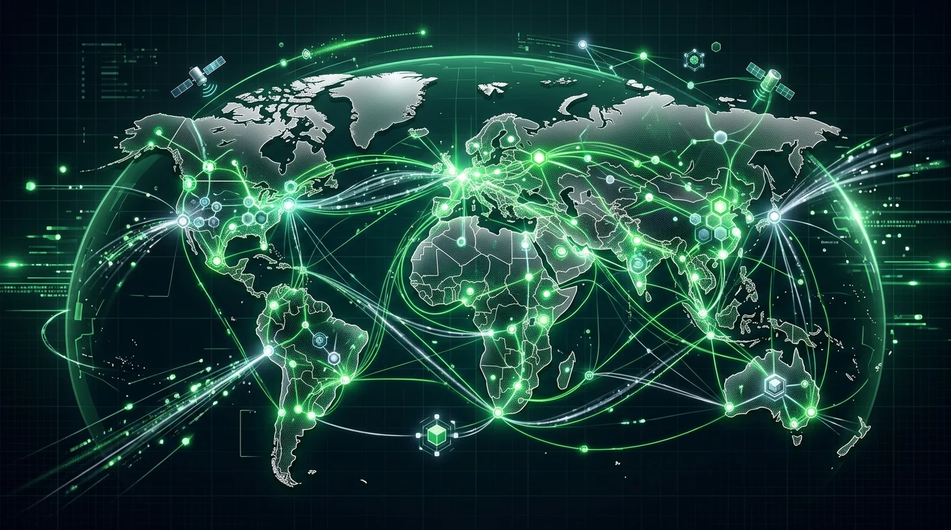 Abstract digital network representing a gaming ecosystem.