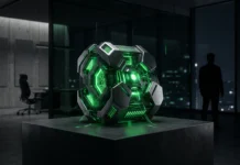 Xbox CEO Asha Sharma Rejects Sale Rumors in New York Times Interview Conceptual visualization of a glowing green gaming console in a dark corporate space.